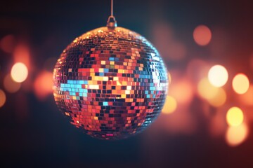 Obraz premium A shiny disco ball suspended from a string, ready to spin and reflect light