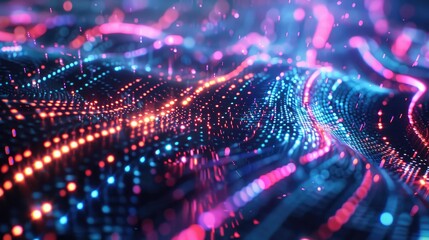 Dynamic Neon Light Wave Abstract