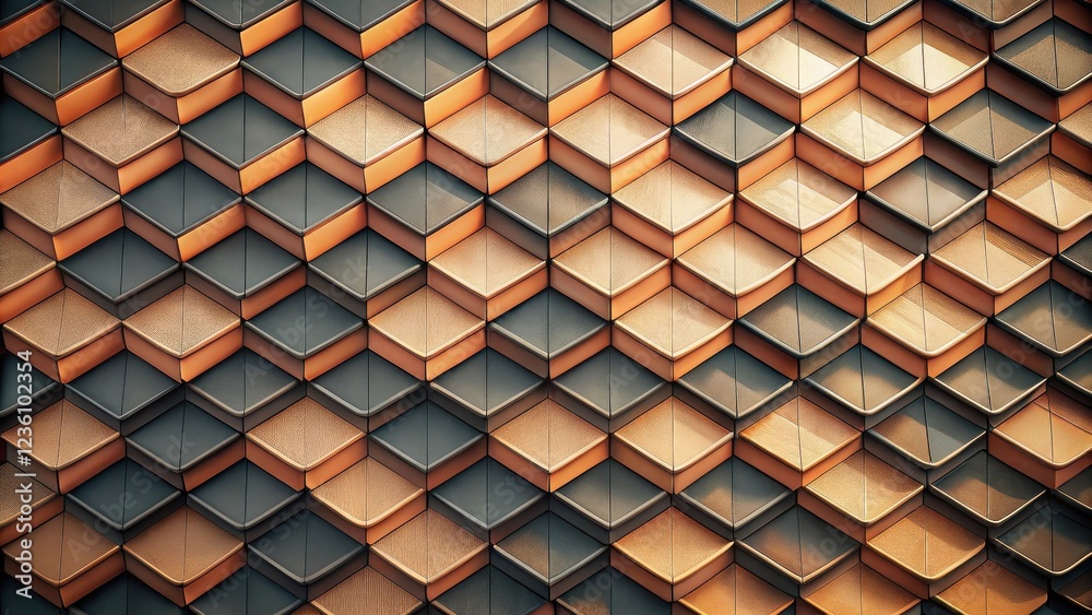 Aufkleber Abstract geometric pattern of overlapping squares in shades of brown and gray, creating a dynamic and intricate visual rhythm