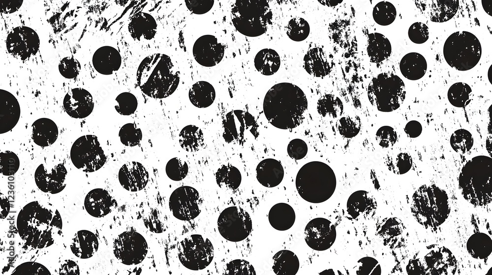 Poster Abstract grunge texture with black ink splatter blot and dot pattern background  Distressed messy and moody monochrome design element for graphic web or print use in contemporary industrial