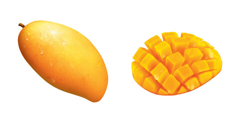 Mango illustration, 3D illustration,3D rendering