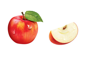 Apple illustration 3D illustration 3D rendering slice isolated on white background