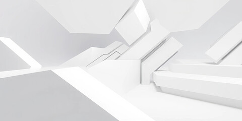 Futuristic White Tech Background with Geometric 3D Structure