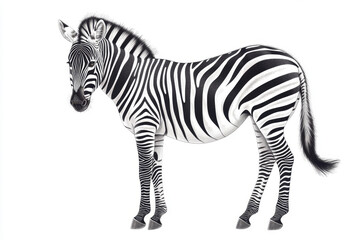 Fototapeta premium A striking zebra showcasing its unique black and white stripes in a minimalistic style.