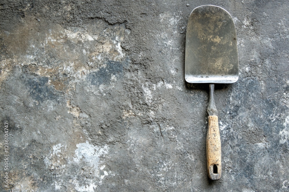 Aufkleber a spatula lying on a concrete surface, ideal for use in construction or diy projects