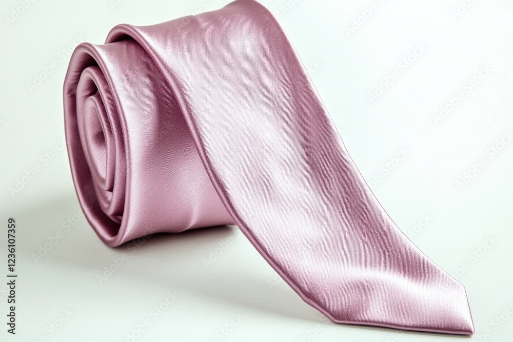 Poster A close-up shot of a tie resting on a white surface, perfect for showcasing texture and patterns