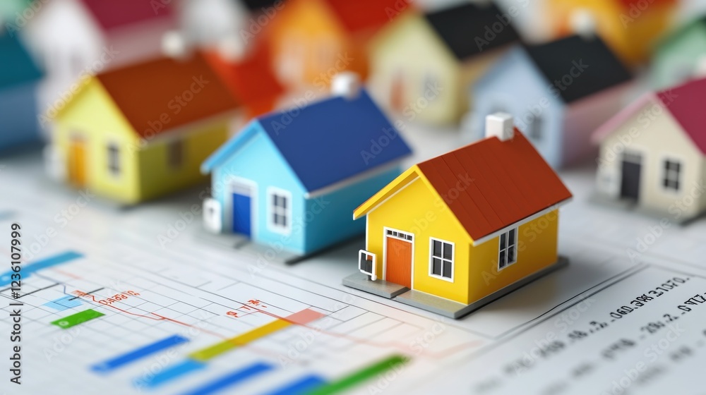 Poster a small scale model of a house drawn on a sheet of paper, ideal for architectural or design purposes