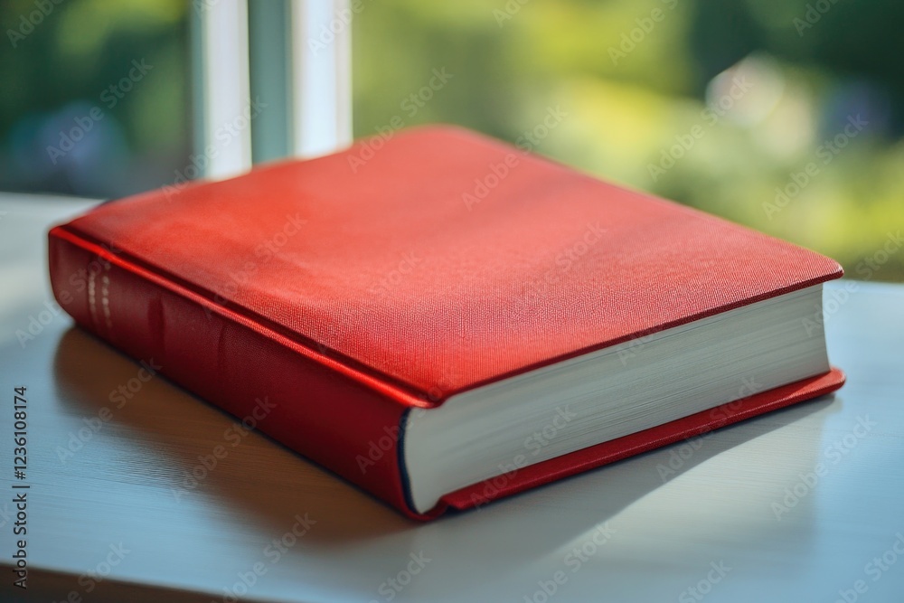 Aufkleber a red book sits on top of a table with a simple, yet elegant design