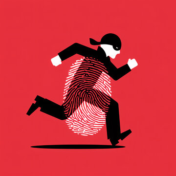 recommend clip art: Identity theft with a fingerprint and a human silhouette
