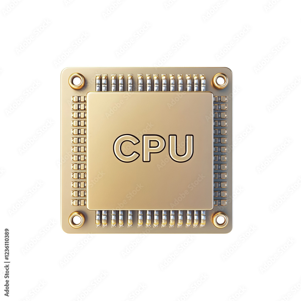 Aufkleber A close-up view of a golden CPU chip showcasing its intricate design and technological advancement.