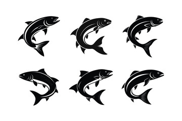 trout fish design, labeled silhouette vector art illustration.