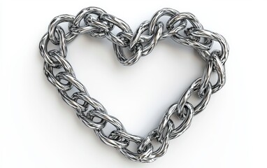 Fototapeta premium Heart woven from delicate silver chains for Saint Valentines Day and 8 March Womens Day isolated on a white background