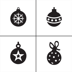 Fototapeta premium decoration, ball, holiday, ornament, christmas, december, snow, snowflake vector design icon symbol set 