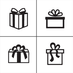 gift, box, birthday, holiday, celebration, decoration, surprise, paper, gifts vector design icon symbol set 