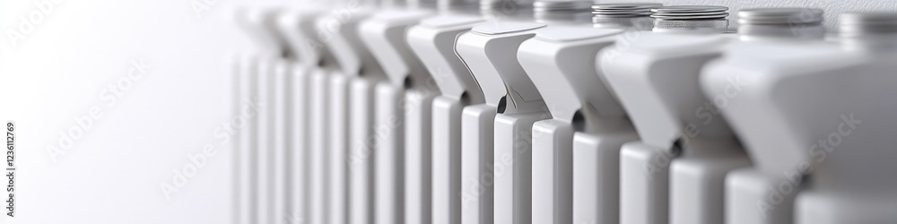 Poster a collection of white radiators placed side by side