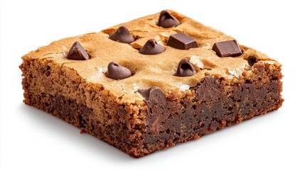 Square Chocolate Brownie with Chocolate Chips and Sea Salt