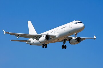 Fototapeta premium A commercial airliner soaring through the clear blue sky