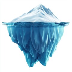 Obraz premium Iceberg floating in cold Arctic waters with a hidden underwater part, isolated on a clean white background