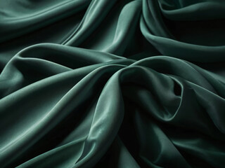 Obraz premium The green silk fabric is beautifully textured and elegant.