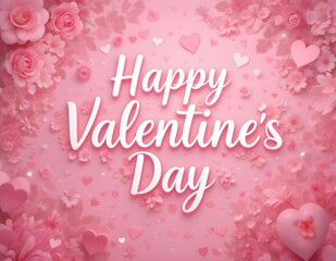 Happy valentine day card with light pink background.