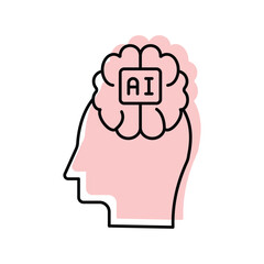 Artificial Brain lineal color icon, vector, pixel perfect, illustrator file 
