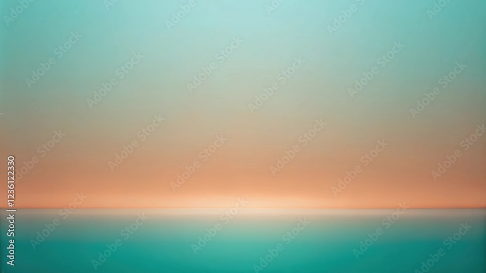 Aufkleber Abstract Gradient Background with a Blurred Horizon Line, Transitioning from a Pale Blue to a Soft Coral