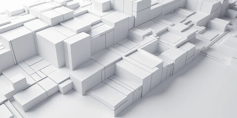 Futuristic White Tech Background with Geometric 3D Structure