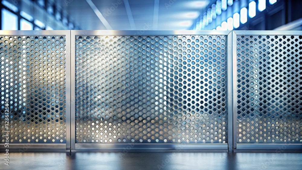 Fototapete Metallic Perforated Panels with a Geometric Pattern, a Modern Design Element for Architectural Applications