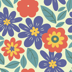 Seamless floral pattern, Abstract vector summer flowers on white background. Stock illustration.eps 10.
