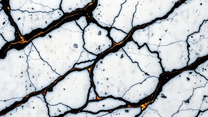 Abstract Cracked Marble Texture with Golden Veins

