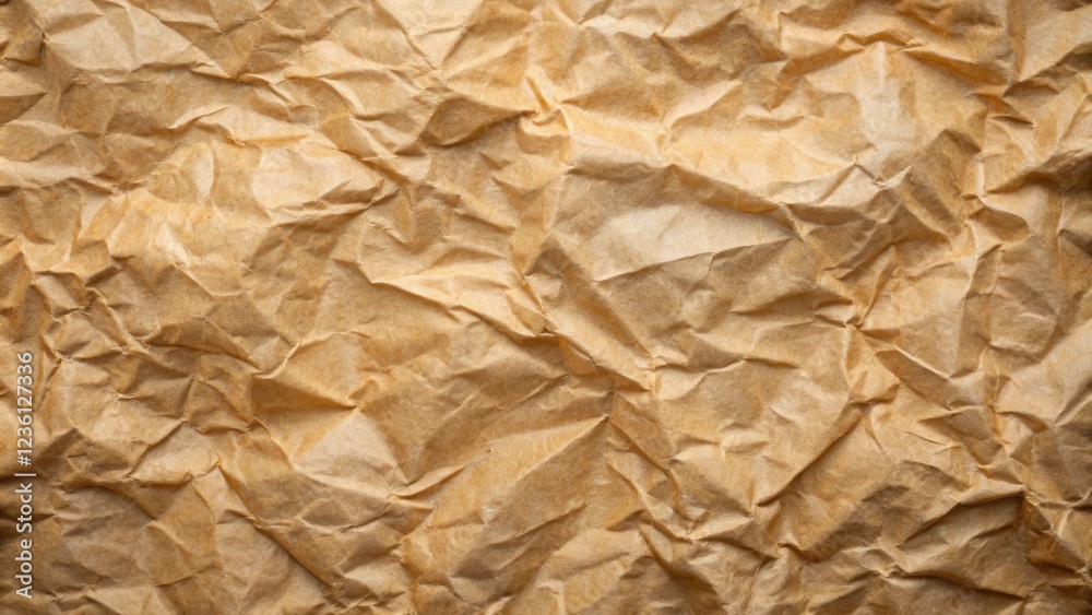 Aufkleber A Closeup View of Brown Wrinkled Paper, Showing the Textural Detail and Subtle Variations in Color and Light
