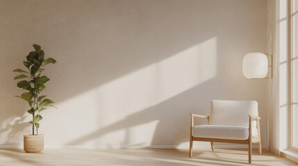 Fototapeta premium A serene and stylish living space with natural light and greenery.