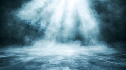 Mystical Foggy Landscape With Light Beams