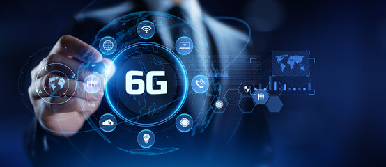 6G Six generation high speed mobile internet wireless  connection.