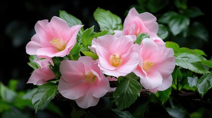 Pink flowers blooming, garden, dark background, nature