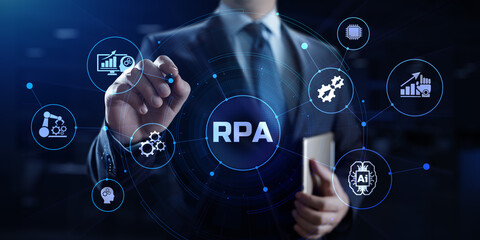 RPA Robotic process automation business process optimisation innovation technology concept.