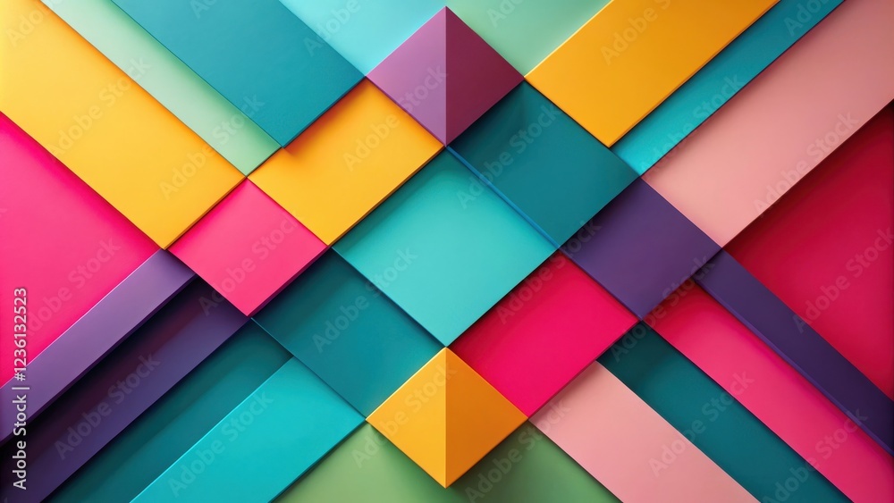 Poster Abstract Geometric Pattern with Vibrant Colors and Intersecting Shapes