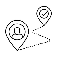 Customer Journey – Map with Location Mark Representing Path to Purchase