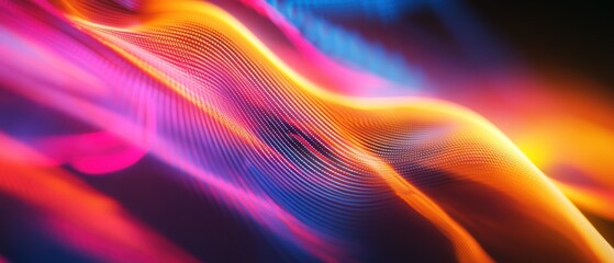Obraz premium Abstract wave patterns in vibrant colors with dynamic motion effects, creating an energetic atmosphere for backgrounds in technology, design, or digital art.