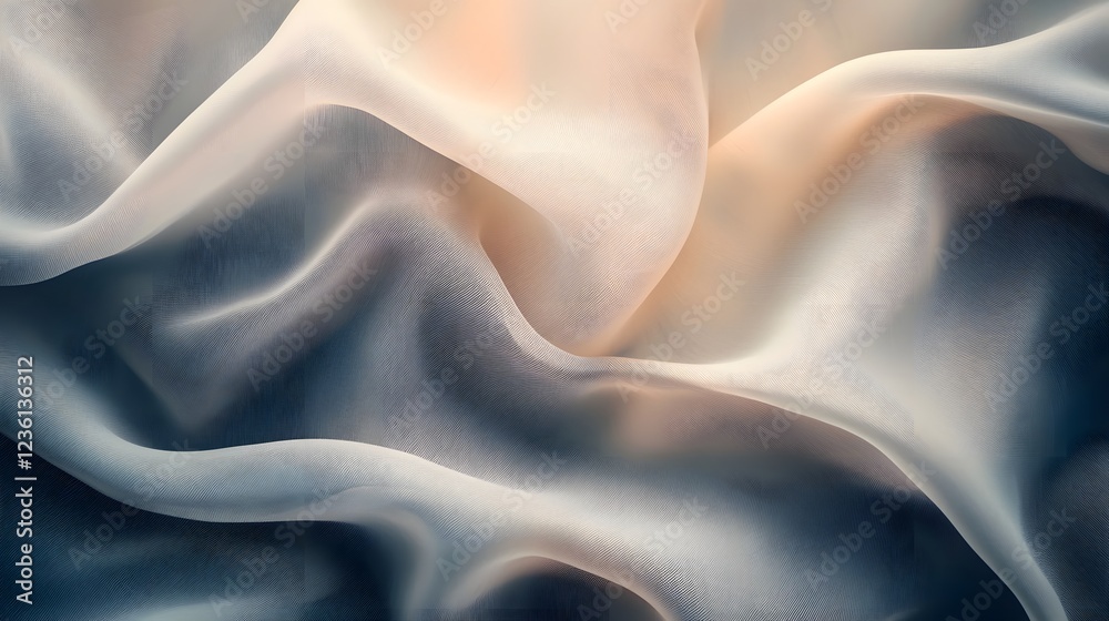 Poster ethereal elegance flowing fabric patterns cascade in captivating light and shadow creating a visuall