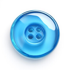 blue button bead isolated on white background full depth of feild.
