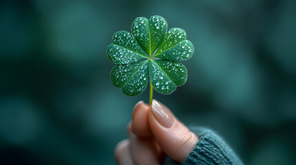 St. Patrick's Day abstract green background decorated with shamrock leaves. Patrick Day pub party celebrating. Abstract Beer art design magic backdrop. Widescreen clovers on black with copy space	
