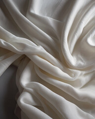 Obraz premium The white silk fabric has a delicate, flowing texture.