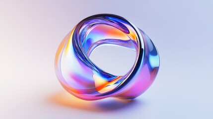 A handcrafted glass sculpture with a vibrant mix of purple, blue and pink colors.