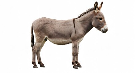 Obraz premium Cute Donkey Profile Photo White Background Farm Animal