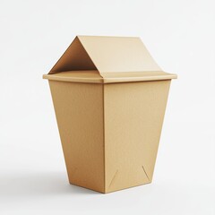 Paper food packaging box mockup with a foldable top, placed on a bright white background