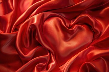 Obraz premium Elegant Red Satin Bow Tied in Heart Shape