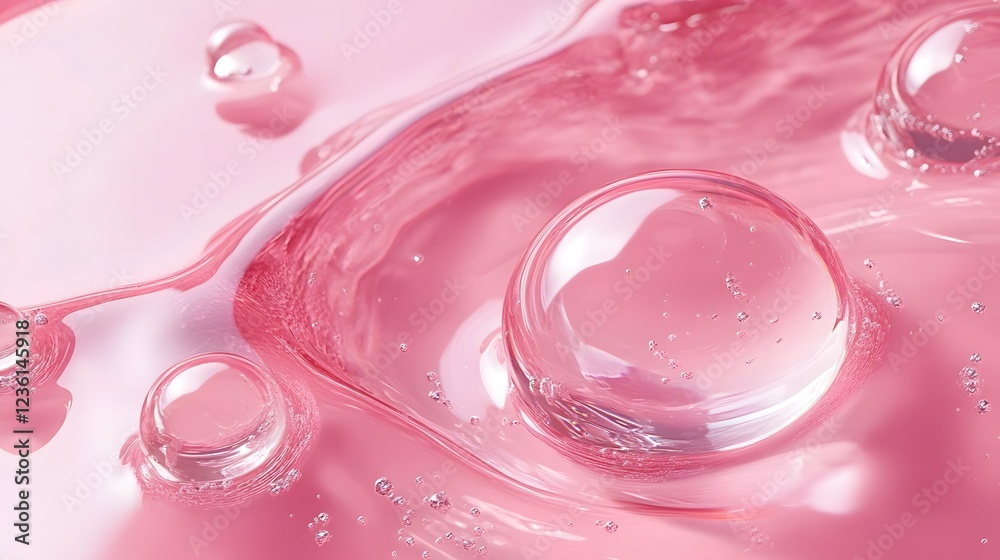 Poster Mesmerizing Water Droplets and Bubbles on a Transparent Surface Abstract Nature Background  Close up Macro Shot of Delicate Fragile Liquid Formations with Reflections and Minimal Design