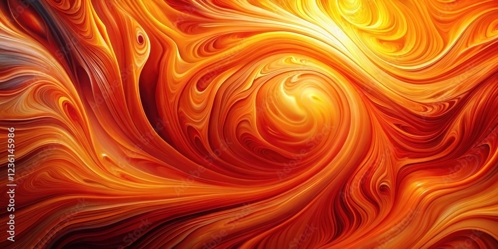 Poster Abstract swirls of vibrant orange and red hues converge and flow into a luminous yellow center, creating a mesmerizing dynamic composition.