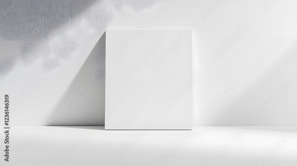 Aufkleber Minimalist 3D Cube Display with Elegant Gray Shadows and Reflective Surfaces